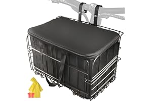 Himiway Folding Bike Front Basket with PU Liner Bag/with Quick Release Design Bicycle Frame Basket Removable Front Bag/Rear Hanging Cargo Rack/Dog Bike Baske Bearing 66 lbs / 11 lbs Rainproof