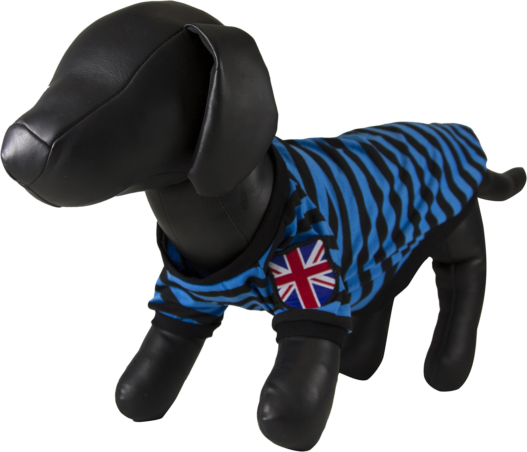 Petcessory PCG-002-BLU-S Stripe Pattern Shirt, Small, Black/Blue