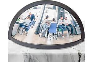 Skywin Half Concave Mirror Cubicle Decorations 8.7×2×4.4 in, Multipurpose Cubicle Mirror, Desk Mirror to See Behind You, Aesthetic Office Cubicle Accessories, Office Cubicle Decor Organizer (Black)