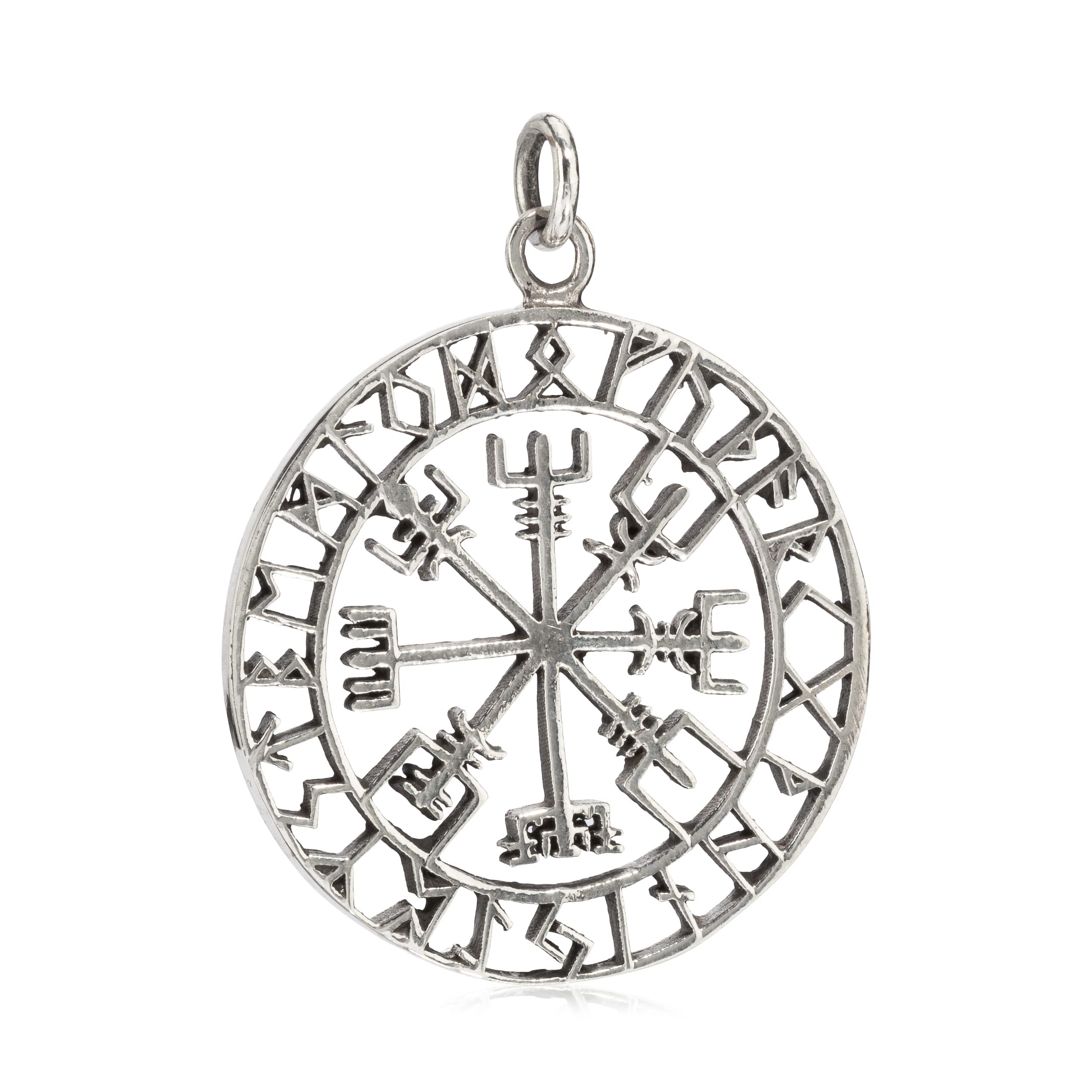 NKlaus chain pendant Vegvisir runes amulet 3,6cm silver 925 Scandinavian talisman 3979