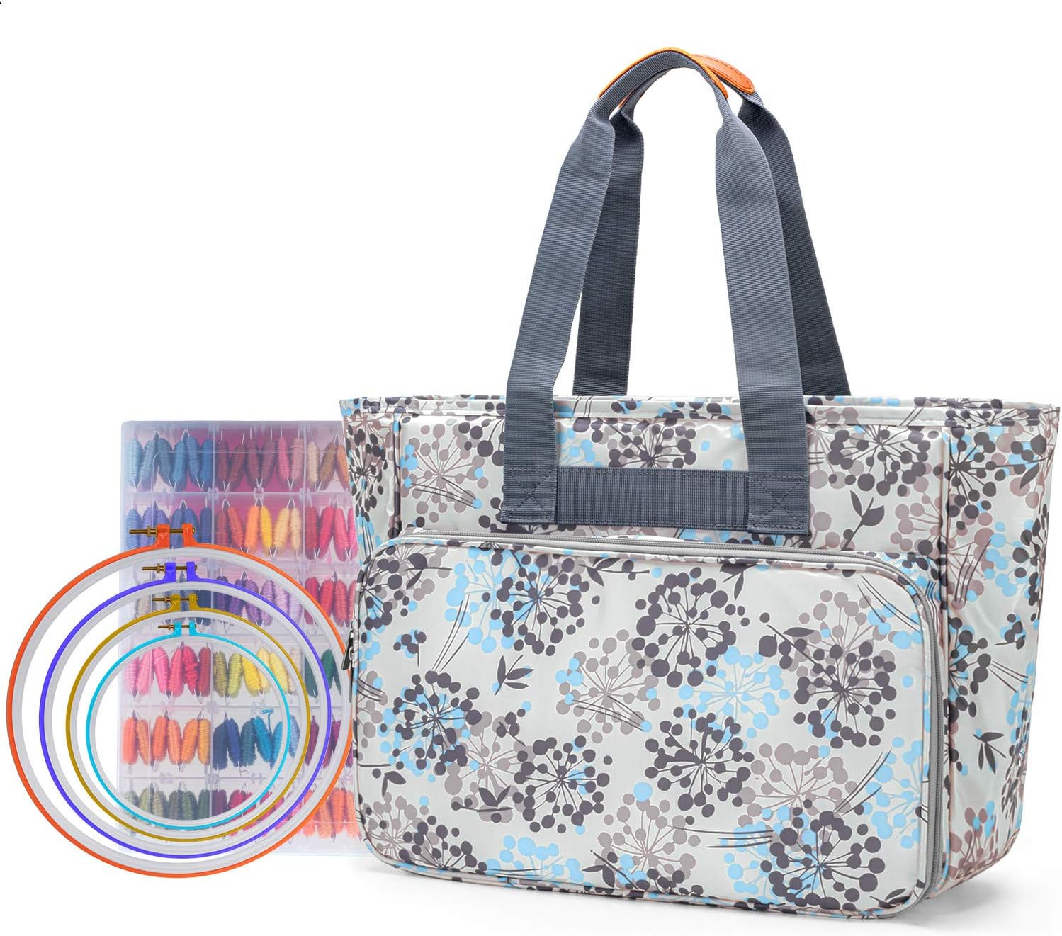 Yarwo Tote Bag for Embroidery Kits Embroidery Starter Kits Organiser with Multiple Pockets