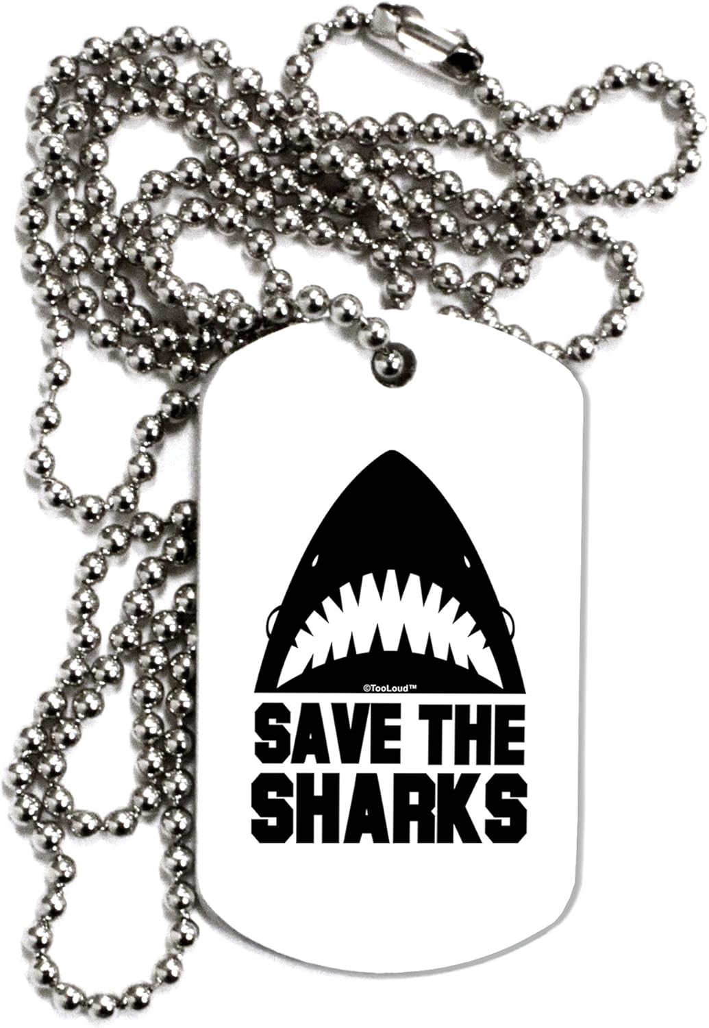 TOOLOUD Save The Sharks Adult Dog Tag Chain Necklace