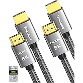 Silkland 10K 8K HDMI Cable 2-Pack 3.3FT, [Certified] Ultra High Speed HDMI 2.1 Cables 48Gbps, 8K@60Hz, 4K@120Hz HDMI Cord for