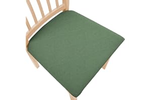 NORTHERN BROTHERS Dining Chair Seat Covers Set of 4, Stretch Jacquard Dining Chair Seat Covers, Matcha Pattern 1