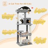 PAWZ Road 143cm Cat Tree Indoor with Metal Frame Large Hammock Grey view 4
