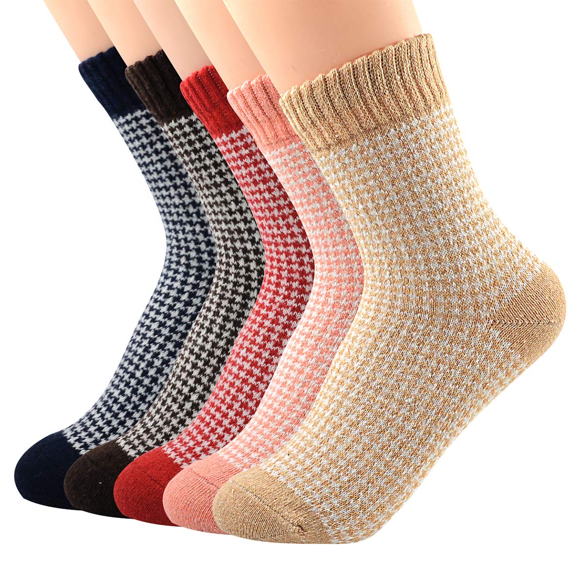 Durio Soft Winter Crew Wool Socks Women Warm Cabin Socks Vintage Thick Sock