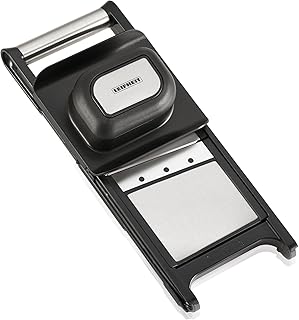 Leifheit Easy Slicer, Scheibenschneider mit 50% Zeitersparnis dank 2 extra scharfen Klingen und Wippmechanismus, Gemüsehobel, Gemüseschneider mit ergonomischen Restehalter, Gurkenhobel
