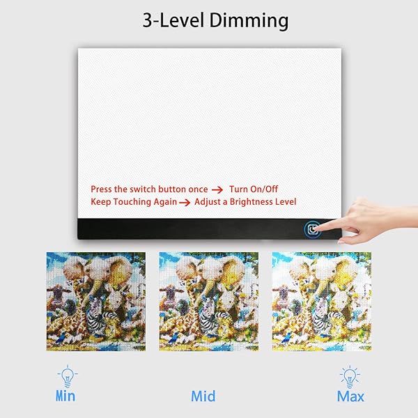 WELZK DIAMOND PAINTING LIGHT BOARD A3, WITH LARGE METAL STAND, L:18.5 × W:13.6 INCHS LARGE DIAMOND PAINTING LIGHT PAD, DIMMABLE DIAMOND ART LIGHT BOARD