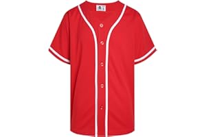 D DEHANER DEHANER Plain Blank Baseball Jerseys for Men Women Adult Hip Hop Hipster Button Down Shirts Sports Uniforms Outfits