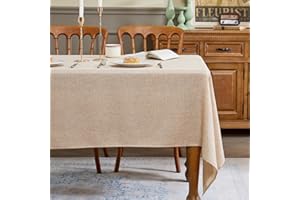 Fantastshop Linen Textured Tablecloth Rectangular for Dinning Room, Washable Stain Resistant Rectangle Table Cloth for Kitche