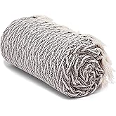 Americanflat 50x60 Throw Blanket - Soft and Breathable Cotton Throw Blanket for Couch, Bed, Chair - Decorative Blankets Perfect for Home, Office, or Outdoor Use - Black and Cream Chevron Design