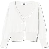 UELoop Girls Cropped Cardigan Sweater [Cute Petal Buttons] 3/4 Sleeve Short Cardigan for Dress