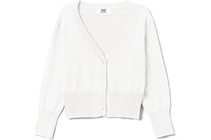 UELoop Girls Cropped Cardigan Sweater [Cute Petal Buttons] 3/4 Sleeve Short Cardigan for Dress