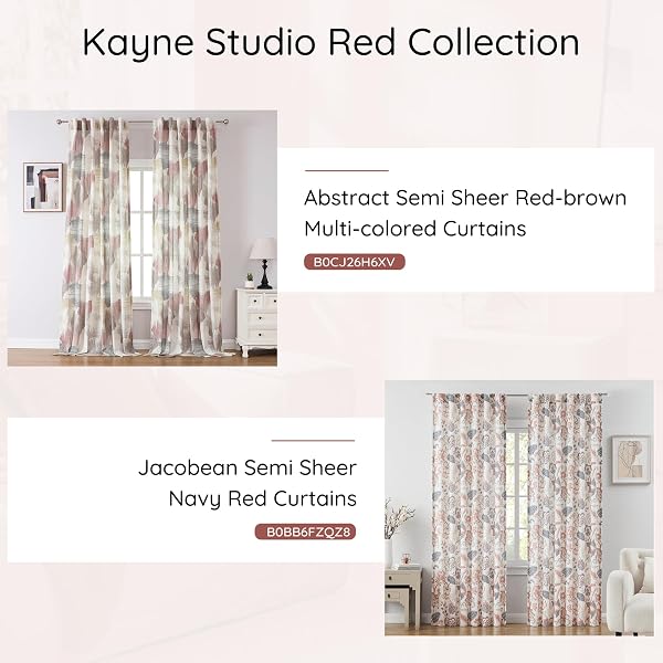 KAYNE STUDIO NAVY RED CURTAIN PANELS LINEN TEXTURED BOTANICAL LEAF PRINT FLORAL FARMHOUSE LINEN CURTAIN DRAPES LIGHT FILTERING WINDOW TREATMENTS LIVING ROOM BEDROOM ROD POCKET BACK TAB,52″X102″X2