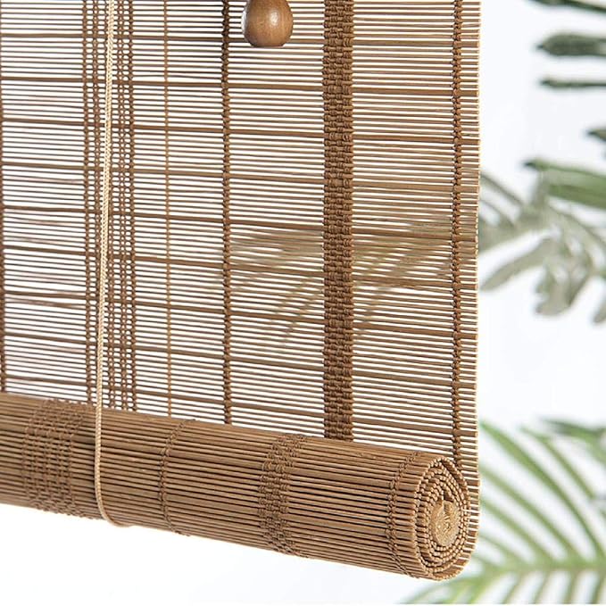 MLECA Bamboo Roller Blind Natural Roller Blinds HandWoven Japanese Bamboo Roll up Blinds Light