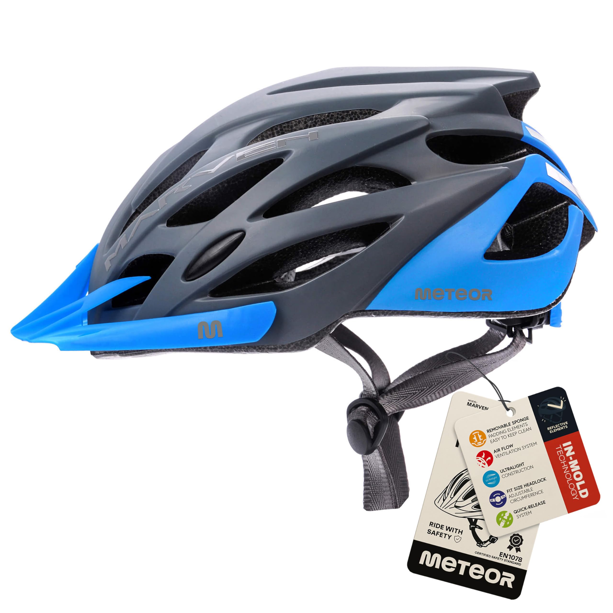 Cycle Helmet MTB Bike Bicycle Skateboard Scooter Hoverboard Helmet For Riding Safety Lightweight Adjustable Breathable Helmet for Men Women Kids Childs With Detachable Visor MARVEN