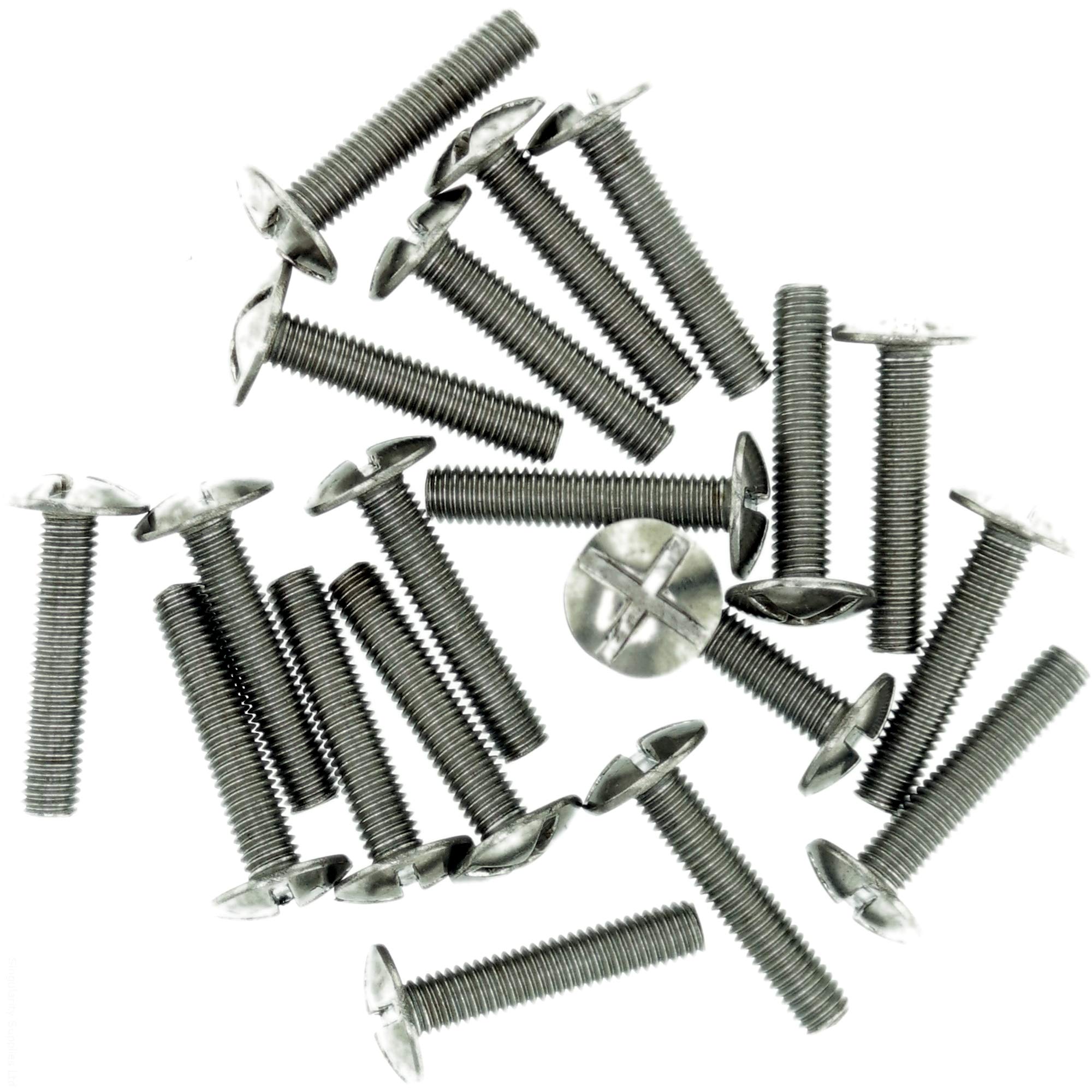 M4 (4mm x 50mm) Slot Mushroom Machine Screw (Bolt) (Crossed) - Stainless Steel (A2) (Pack of 20)