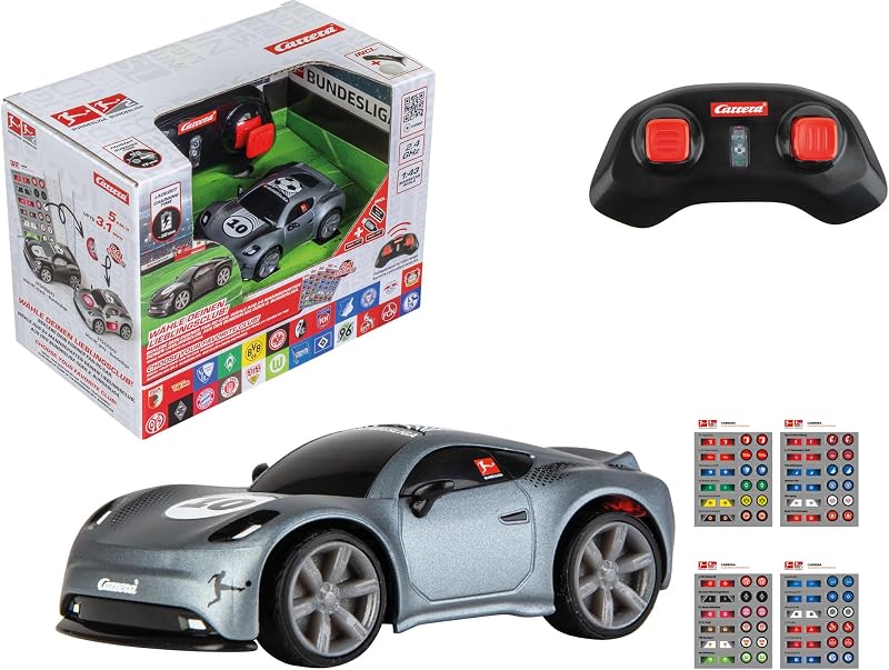 RC Fahrzeug Bundesliga Mini-RC Grau I 2,4-GHz-Auto mit Club-Stickern von 24 Vereinen I Bis 5 km/h & 15 Min. Spielzeit I Für Kinder ab 6 Jahren