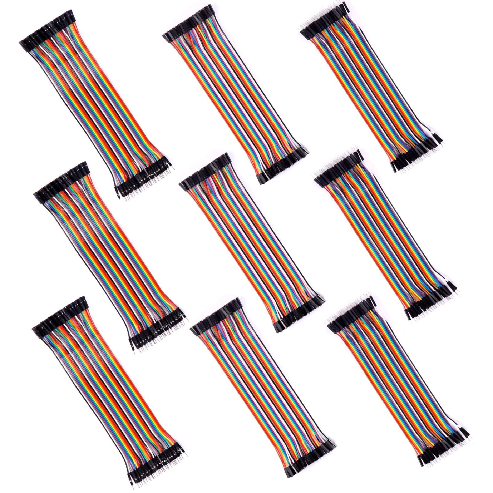 360 Pcs Multicolored Dupont Wire 40 Pin Male to Female x 3, 40 Pin Male x 3, Female x 3, Breadboard Jumper Wires Ribbon Cables Kit for Arduino (360 Wires)