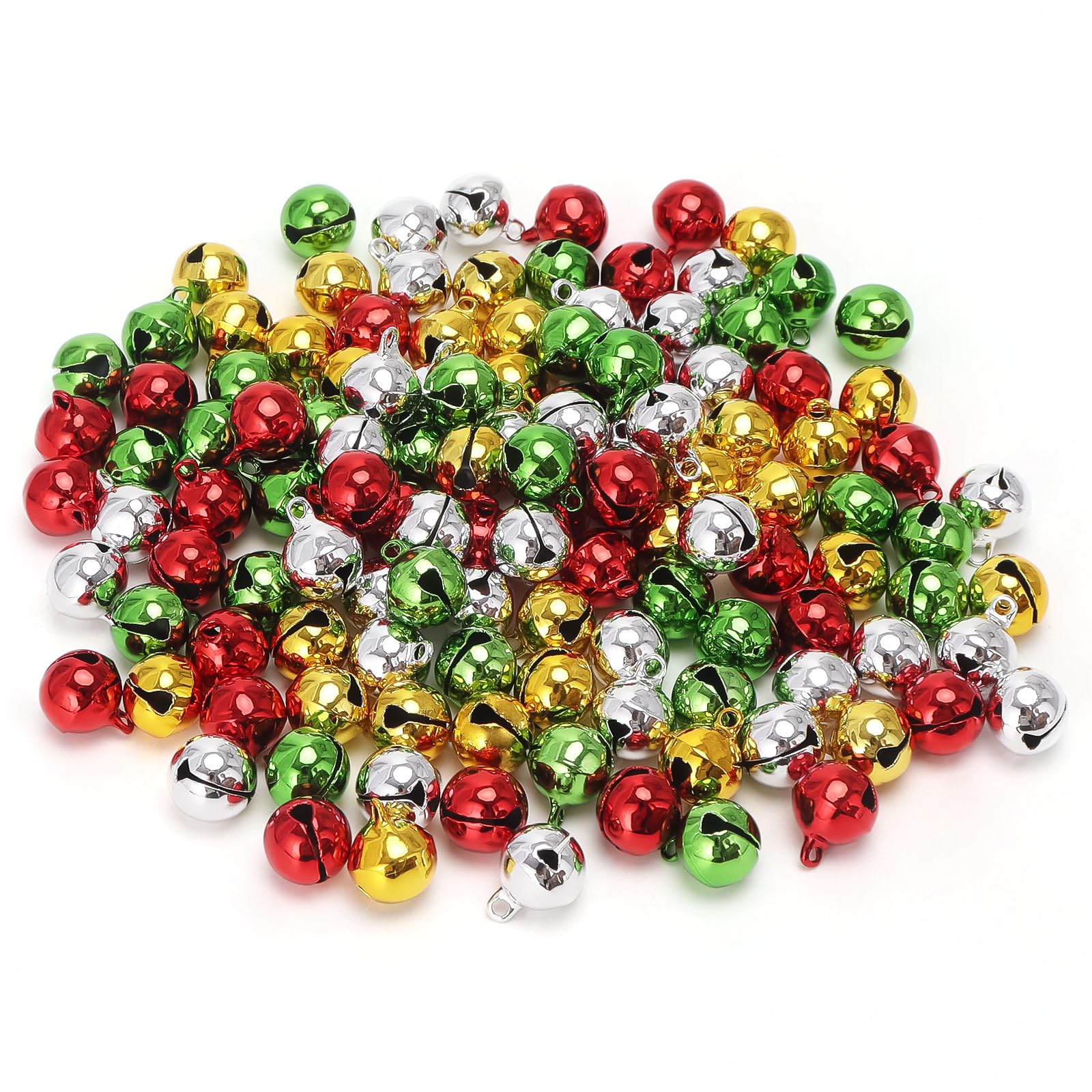 Photo 1 of 1/2 Inch Jingle Bells Christmas Bells Small Bell Mini, Tiny Crafts Bells, DIY for Home Making Ornaments Wreath Pet Decorations Bracelet Anklets Necklace Knitting Jewelry Making 120 Pcs, 4 Colors