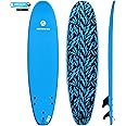 Waterkids 7ft Wave Kids Longboard Surfboard & Leash, Perfect for Learning How to Surf, Easy to Catch Waves, Made for Kids, Soft Top Surfboard with Foam Core, Classic Longboard Beginner Surfboard