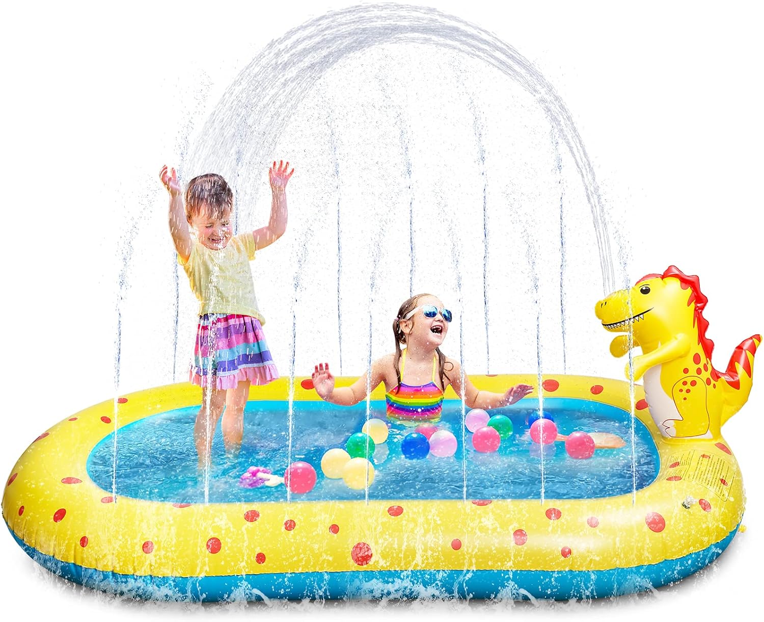 Inflatable Sprinkler Kiddie Pool,Toddler Pools Water Sprinkler Pool,Backyard Splash Pad Water Play Toys Blowup Kids Pool,Cute Dinosaur Pools,67”×40.5“×7.8”: Car Electronics