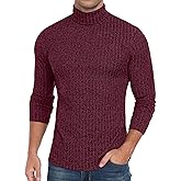HiMONE Men Turtleneck Shirts Lightweight Long Sleeve Turtle Necks Ribbed Thermal Tops S-XXL