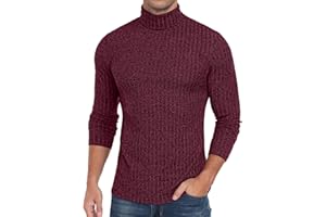 HiMONE Men Turtleneck Shirts Lightweight Long Sleeve Turtle Necks Ribbed Thermal Tops S-XXL