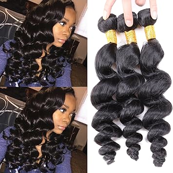 Amazon Com Pamina Hair Virgin Brazilian Loose Wave 3 Bundles
