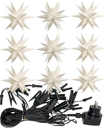 3D LED 9 Sterne Sternenkette Lichterkette Weihnachtsstern Außenstern wetterfest für außen und innen 4m Kabel wetterfest von D