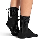 Kamo Fitness Pilates Socks with Grips for Women - Non-Slip Yoga, Barre Grip Sock - Grippy Cotton Crew Socks for Yoga, Ballet