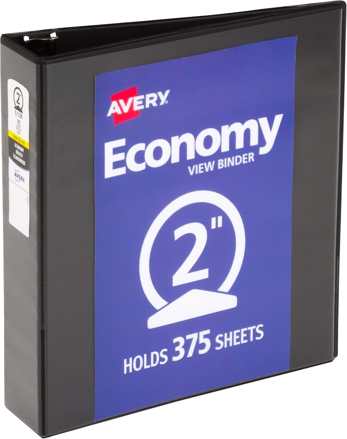 Avery Economy View 3 Ring Binder, 2" Round Rings, 1 Black Binder (05730) : Office Products