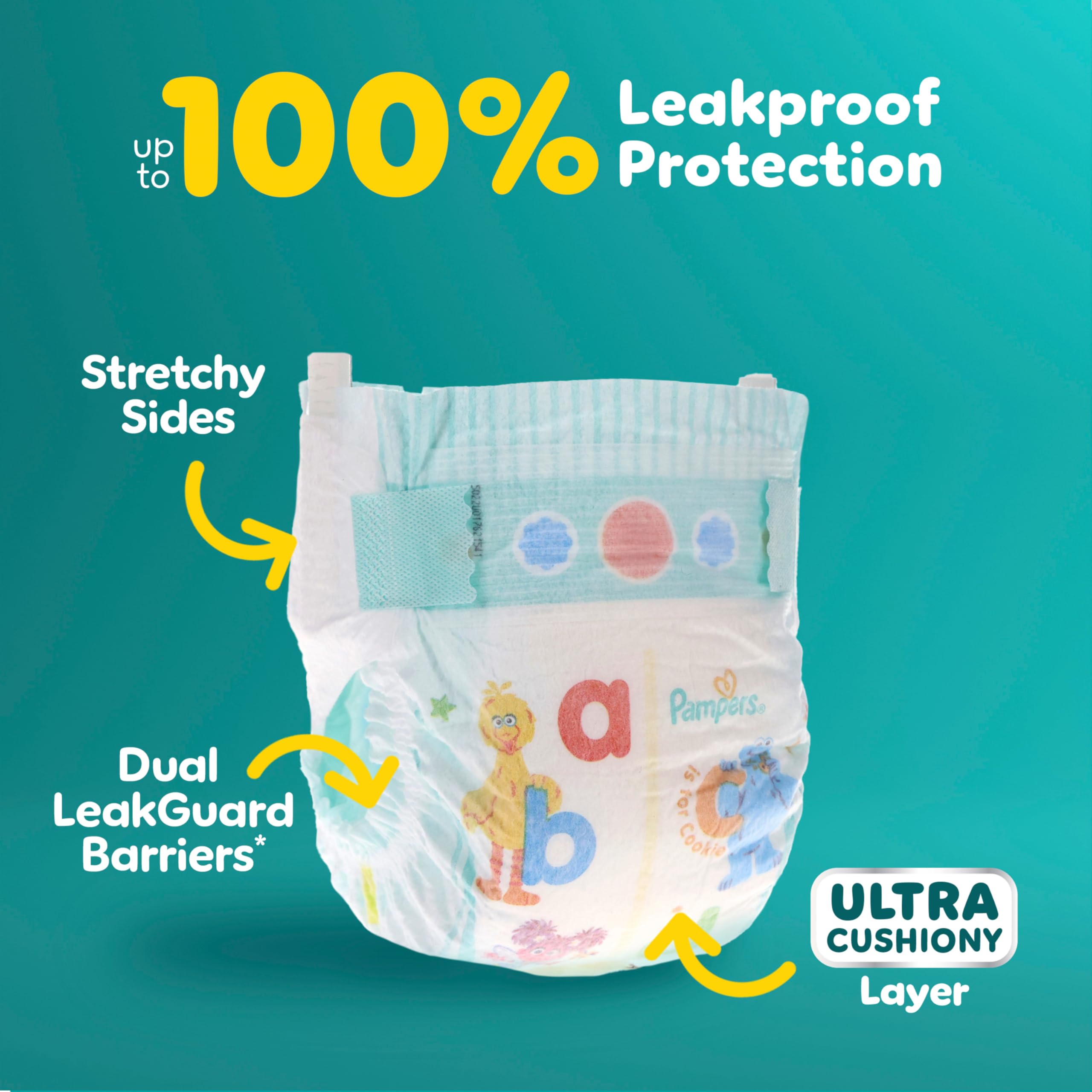Pampers Diapers - Baby Dry - Size 0, 104 Count, Absorbent Disposable Newbort Diaper (Packaging May Vary)
