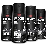 AXE Black Mens Body Spray Deodorant 48hr Odor Protection Frozen Pear & Cedarwood Aluminum Free Deodorant Body Spray, 4 Ounce (Pack of 4)