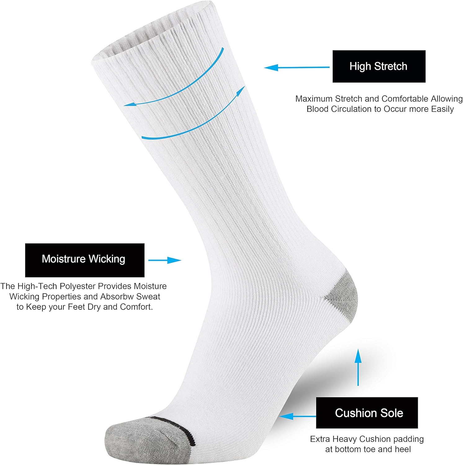 ONKE Cotton Moisture Wicking Work Training Cushion Crew Socks Men Pack: Clothing