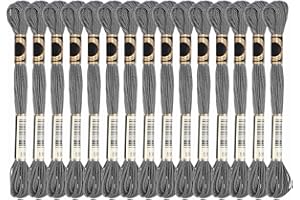 PATIKIL 15 Skeins Embroidery Floss, Solid Colors Polyester Embroidery Threads Friendship Bracelets String for Cross-Stitch Ha