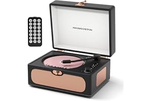 MANGOSTAN CD Player for Home with Speakers, Bluetooth Output Transmission, Rechargeable Battery Portable Desktop CD Player LED Display, Remote Control, USB Playback, Auto-Off, Headphone Jack - Black…