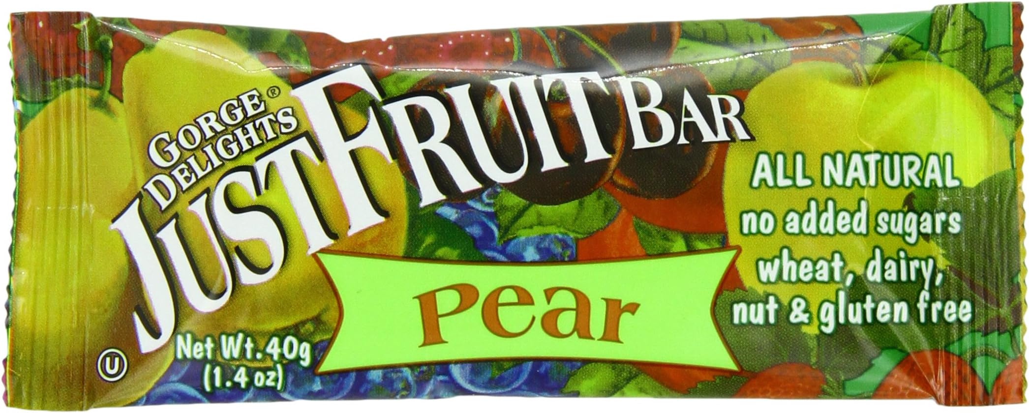 Gorge Delights JustFruit Bars, Pear, 16-Count 1.4-Ounce Bars
