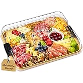Lifewit 1 Compartment Melamine Charcuterie Board, 11 x 14 Inch Portable Cheese Board with Plastic Lockable Clear Lid, Travel Charcuterie Board Serving Platter with Cover for Snacks, Fruit, Appetizers