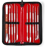 10 PCS Wax Carving Tools Dental Waxing Instruments with Case, Stainless Steel Wax Carvers Set - Metal Clay Sculpting Pottery 