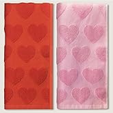 Hoclick 2 Pcs Valentine’s Day Hand Towels, 3D Jacquard Heart Bathroom Towels 29.5 x 13.7 Inch Cotton Soft Absorbent Red Pink Decorative Towels for Bath, Kitchen, Cleaning, Drying (Red, Pink)