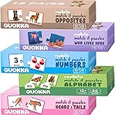 QUOKKA 5X MEGASET Realistic Puzzles for Toddlers 3-5 - Matching Games for Kids Ages 2-4 - Numbers Animals Opposites ABC Learn