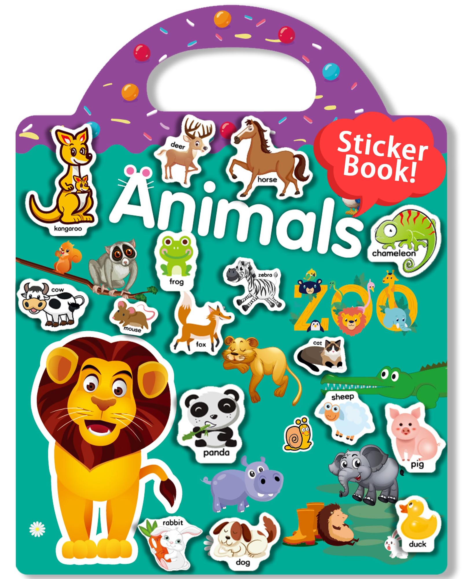 Photo 1 of Oomloid Reusable Animal Sticker Book for Kids Toddlers 2-4 Years, Preschool Learning Activities Waterproof Sticker Books for Teens Girls Boys