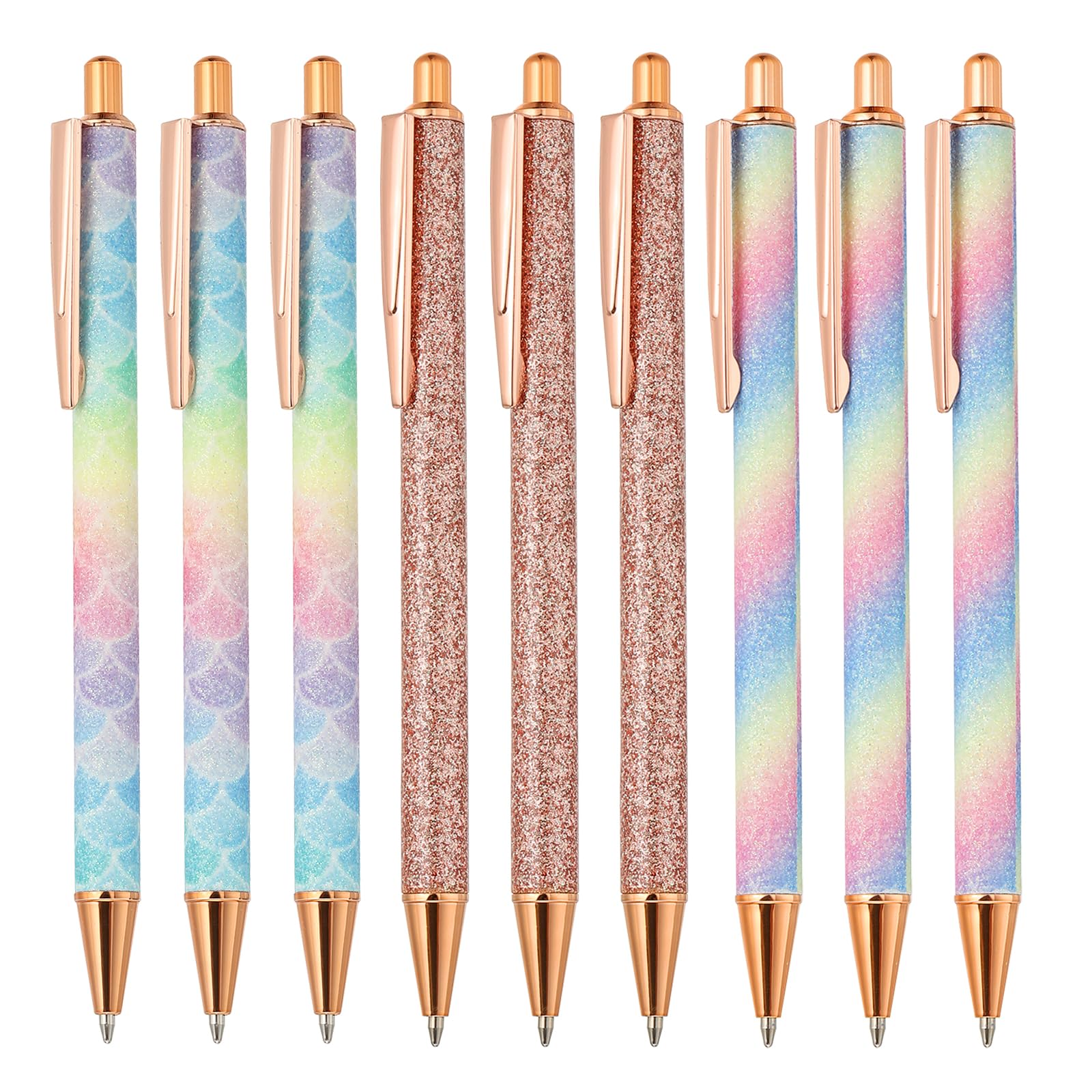 PATIKIL 9 PCS Ballpoint Pens, Metal Retractable Click Ball Pens, 1mm Black Ink Medium Point and Office Supplies