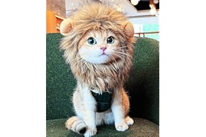 PenVinoo Lion Mane Wig for Cat, Funny Pet Cat & Puppy Costumes for Halloween & Christmas, Funny Pet Clothing Accessories (Medium, Dark Brown)