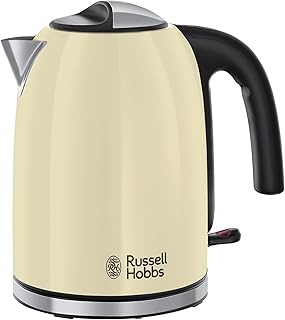 Russell Hobbs Wasserkocher Colours+ Creme, 1,7l, 2400W, Schnellkochfunktion, optimierte Ausgusstülle, herausnehmbarer Kalkfilter, Wasserstandsanzeige, Füllmengenmarkierung, Teekocher 20415-70