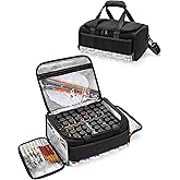 Marscamd Acrylic Paint Organizer Holds 60 Bottles (2 oz), Acrylic Paint Storage Bag with Tools Storage Sections and Crossbody Strap, Black