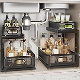 Corbyles 2 Pack Under Sink Organizer With Next-Gen Ball-Bearing Slides,2-Tier Precision Mesh Pull Out Cabinet Shelf Storage for Bathroom&Kitchen,Slide Out Drawers Height Adjustable,Rust-resistant