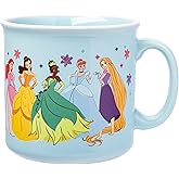 Silver Buffalo Disney Princesses Life is a Fairytale Glitter Featuring Ariel, Belle, Tiana, Cinderella, and Rapunzel Ceramic Camper Mug, 20 Ounces