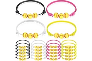 ZELARO 20Pcs Softball Charm Bracelets Softball Party Favors Beads Adjustable Wristbands Inspirational Sport Ball Bracelet for Women Sport Birthday Party Christmas Holiday Gifts for Softball Team Players